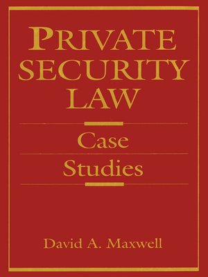 cover image of Private Security Law